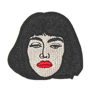 Hi 你好 刺繡貼紙 大女白眼 1張 - 可黏 可燙 可縫