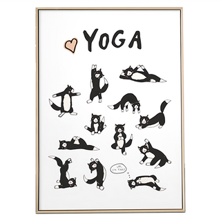 瑜伽貓貓 金色 環保樹脂框+油畫布+松木內框, 30 x 40cm