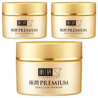 HADALABO 肌研 極潤PREMIUM金緻高效保濕精華霜 8重玻尿酸 深層保濕 修護屏障, 3罐, 50g