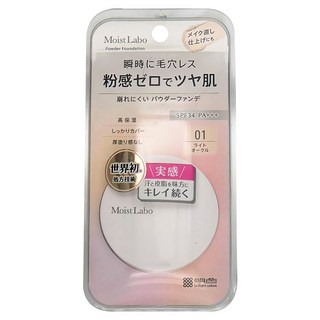 MEISHOKU 明色 Moist Labo 零粉感粉餅, SPF34 PA+++, 01 亮膚色, 白皙透亮, 1個