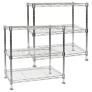 波浪電鍍三層架 鐵+塑膠材質, 鐵 銀色, 2個