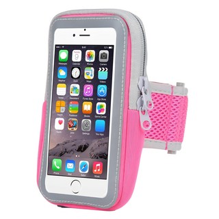 防水透氣排汗反光手機觸控雙層運動臂包 臂套 臂袋, 6.8吋以下通用, 玫紅色