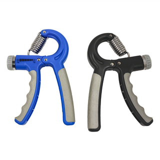 基礎款可調節握力器 Set 2, 最高60kg, 金屬/塑料材質, 15.5 x 10cm, 黑灰色 + 天藍色, 2個