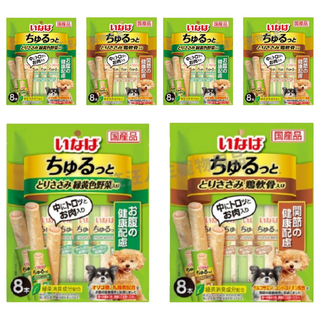 INABA 汪啾嚕肉泥捲心條 關節保健配方 8入, 雞肉 + 雞軟骨, 6袋, 112g