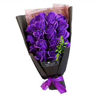 香皂花禮盒套裝 38 x 20 x 12 cm 紅色/粉色/寶藍色/漸層粉/漸層藍 情人節/生日送禮, 玫瑰紫, 1件