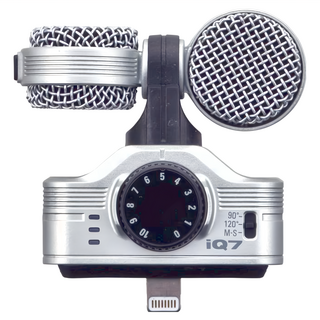 ZOOM 行動麥克風 iQ7，適用於 iPhone/iPad，輕巧便攜，高音質收錄, 銀色