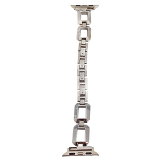 DAYA 極簡復古冷淡風方形金屬錶帶 簡易拆卸卡扣錶帶 可自行調整錶圈 Apple Watch, 氣質銀, 1條