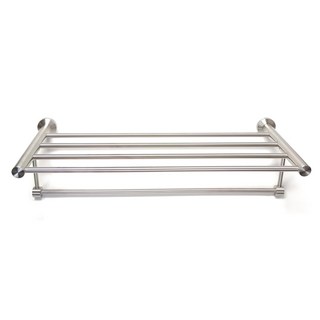 新多多小舖 304不銹鋼 浴室收納 壁掛式毛巾架 多層置物, 1個, 62.5-65cm, 銀色
