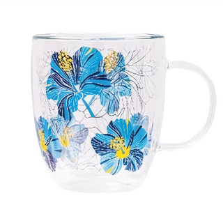 Royal Duke 雙層玻璃馬克杯, 高硼砂玻璃材質, 容量400ml, 耐熱-20°C~120°C, 藍情夢色, 1個