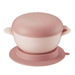 Simba 小獅王辛巴 美味漢堡吸盤碗 6個月以上, 防塵蓋 + 碗 + 吸盤, 栗粉, 1組
