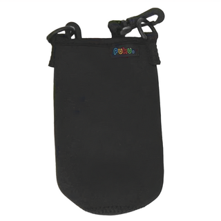 PUKU 藍色企鵝 揹帶水杯套 保溫防水, 黑色, 1個
