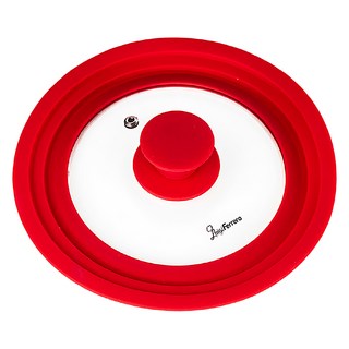 LuigiFerrero Atlanta 可排氣矽膠鍋蓋 紅色 21.5cm 適用多種鍋具, 1個