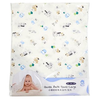 KU.KU Duckbill 酷咕鴨 小繽紛紗布大浴巾, 100%純棉 120公分x120公分, 藍色, 1條