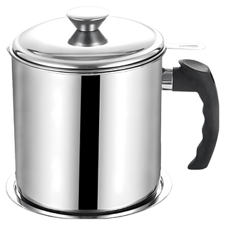 日式大容量不鏽鋼濾油壺, 細密網孔, 導流口設計, 下沉式上蓋, 多功能設計, 過濾儲油除渣, 304不鏽鋼, 1.3L, 1個, 單一尺寸