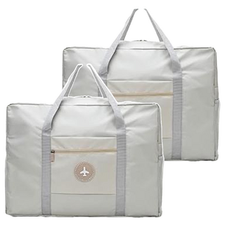 加大防水旅行袋 米色 飛機包 Set 2個, 長44 x 寬18 x 高35cm