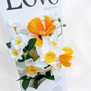 FLORAL M 人造花 凡爾賽宮花園手綁仿真花, 黃色, 1個