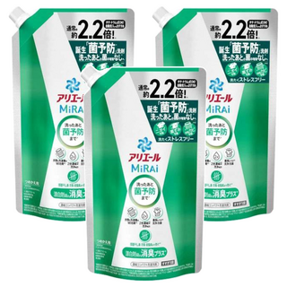 ARIEL MiRAi 日本原裝進口 消臭2倍濃縮抗菌洗衣精補充裝 綠色, 640g, 3包