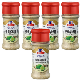 McCormick 味好美 調味料, 粗粒黑胡椒/白胡椒粉/黑胡椒粉/胡椒鹽/檸檬胡椒鹽/日式山葵椒鹽, 55g, 5瓶