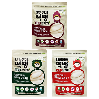 Naeiae 綜合米餅組 3入 - 精選原料 嚴格製程 美味安心, 南瓜口味 + 地瓜口味 + 蘋果口味, 90g, 1組