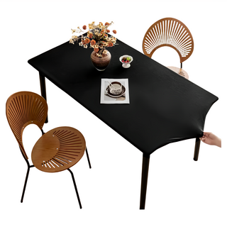 Couselect 彈力牛奶絲防水桌套 120 x 80cm 黑色 - 防油污、易清潔、全包覆, 1個