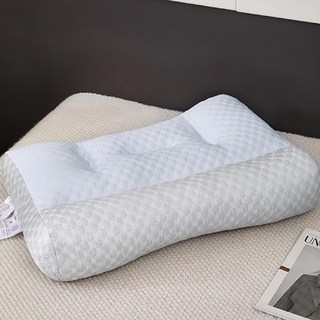 HONDONI 日式反牽引護頸枕 記憶枕頭 綠頸枕, 藍色 + 灰色, 48 x 74cm, 1個