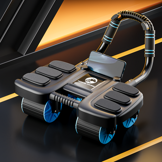 MICHAEL FITNESS 麥克健身 四輪六肘撐健腹輪/滾輪/健腹輪 42 x 35.5 x 10.5cm, 單一商品, 黑色/藍色