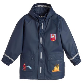 Playshoes 超輕量可機洗連帽兒童雨衣外套 兒童雨具, 140, 消防車