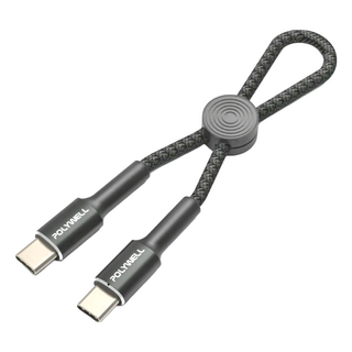 POLYWELL 寶利威爾 Type-C To Type-C 極短收納PD快充線適合行動電源, 12cm, PW15-W45-A364, 1條