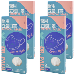 DR.PAUL 成人醫用立體4D口罩, 天使白, 10片, 4盒