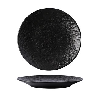 WANDU 瓦讀 淺盤 4407 陶瓷餐盤, 8吋, 黑色, 1個