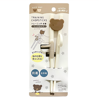 SURUGA 小熊造型兒童練習筷, 灰色 + 咖啡色, 1雙