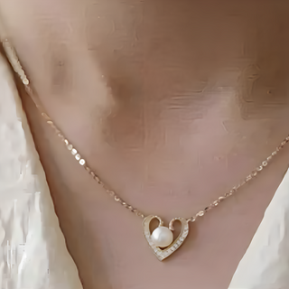 Sayaka 紗彌佳 珍珠項鍊 - 日本輕奢柔美水晶 925純銀精工微鑲鑽愛心款