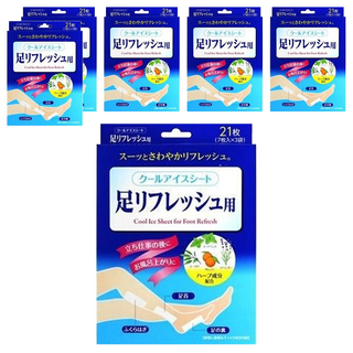 SANKO Okudake Kyuchaku 清涼舒緩足貼 Set 21枚, Cool Ice Sheet for Foot Refresh, 6盒