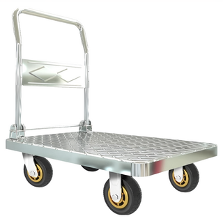 德利生活 手推車 鋼板款 花紋鐵板 耐重, 4吋靜音灰輪 銀色, 1個