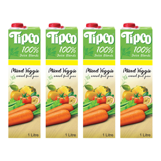 Tipco 100%綜合果蔬汁, 1L, 4瓶