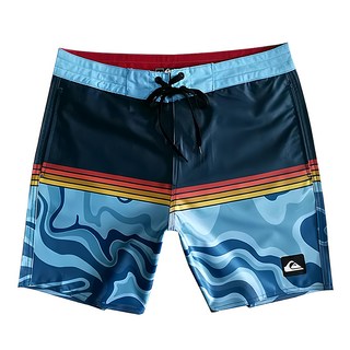 QUIKSILVER 成人男沙灘褲, 1入, 黑灰白條紋