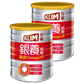 KLIM 克寧 銀養奶粉 高鈣Omega3配方 乳粉含量80% 2倍鈣, 750g, 2罐