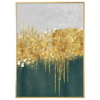 菠蘿選畫所 綠松石嵌金絲 III APAD3493G 掛畫, 40 x 30cm, 金色畫框, 抽象藝術, 金色