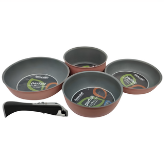 Living Story Home Chef系列 IH電磁爐適用 鍋具5件組, 酒紅色, 4個鍋子 + 手柄, 1組