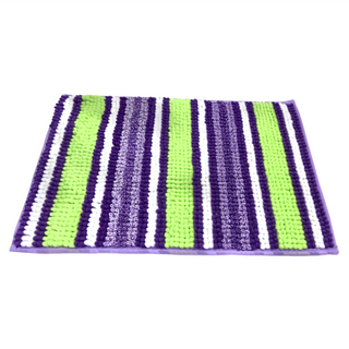 LASSLEY 蕾絲妮 雪尼爾超吸水防滑踏墊 -綠紫條紋, 60 x 40cm