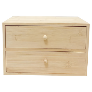 實木抽屜收納盒 自然木紋 多功能擺放 長25cm 寬16cm 高16cm, 顏色隨機, 2層