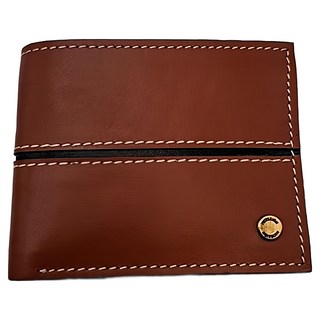 HIDESIGH小圓標鈕扣英式雙折短夾-棕 HD-0065，經典皮革，時尚簡約，多卡位, 1入