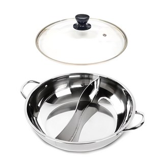 Idea IH爐電磁爐專用 鴛鴦鍋 Set, 不鏽鋼鍋, 27cm, 銀色, 1組