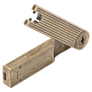 BAREBONES 可旋轉打火機 Pivot Arc Lighter 鋅合金黃銅材質 尺寸約19.1x2.2x1.8cm, 黃銅色, 1個