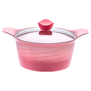 cook power 鍋寶 不沾湯鍋 含蓋 適用烤箱 電磁爐適用 5層易潔不沾鍋身, 24cm, 薔薇漸層, 1組