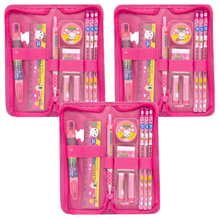 misoro 4000拉鍊盒文具組, 粉紅色, 3組