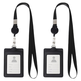 Abern 掛繩交通卡證件套, 黑色, 2個