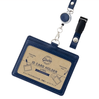 Raymay 藤井 伸縮捲軸+夾子識別證吊掛 15.5 x 12 x 1.2cm, 海軍藍色, 1個