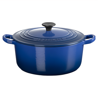 LE CREUSET 圓鐵鍋 3.3L 22cm 英國藍 附電木頭鍋蓋, 1個