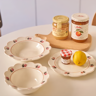 陶瓷餐碗盤, 可進微波爐、烤箱, 7寸(18 x 2cm), 復古繡球花, 1個